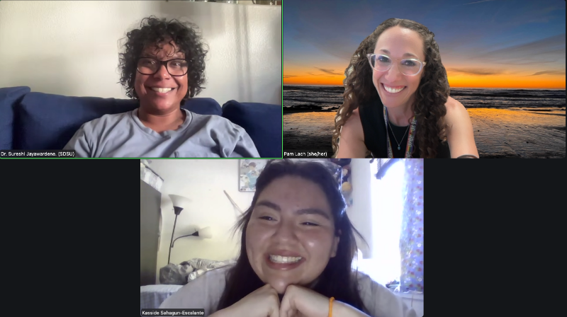 sureshi, pam, and kasside on zoom